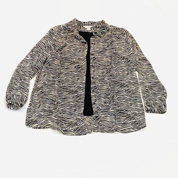 Christopher & Banks Zebra print blouse Womens Extra Large XL black yellow white - Picture 1 of 11